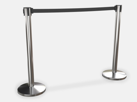 Stanchion with Black Retractable Belt 3D Model