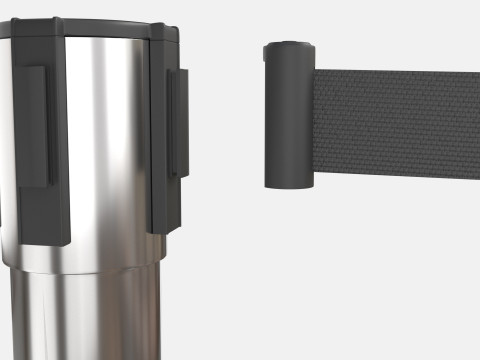 Stanchion with Black Retractable Belt 3D Model