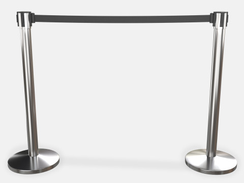 Stanchion with Black Retractable Belt 3D Model