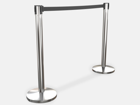 Stanchion with Black Retractable Belt 3D Model