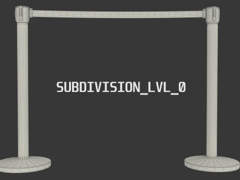 Stanchion with Black Retractable Belt 3D Model