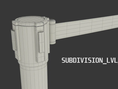 Stanchion with Black Retractable Belt 3D Model
