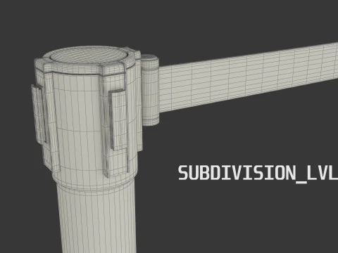 Stanchion with Black Retractable Belt 3D Model
