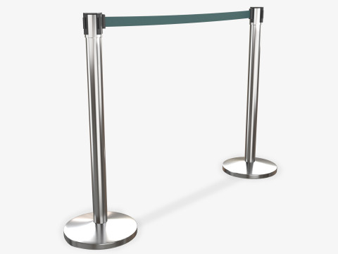 Stanchion with Green Retractable Belt 3D 模型