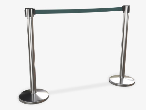 Stanchion with Green Retractable Belt Modelo 3D
