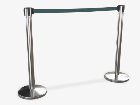 Stanchion with Green Retractable Belt 3D Model