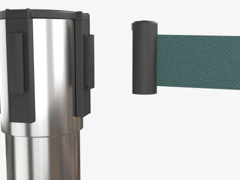 Stanchion with Green Retractable Belt 3D Model
