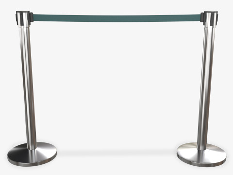 Stanchion with Green Retractable Belt Modelo 3D