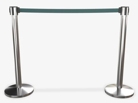 Stanchion with Green Retractable Belt 3D Model