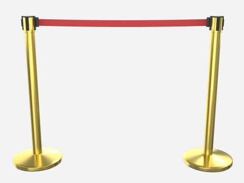 Stanchion with Retractable Belt 3D 모델