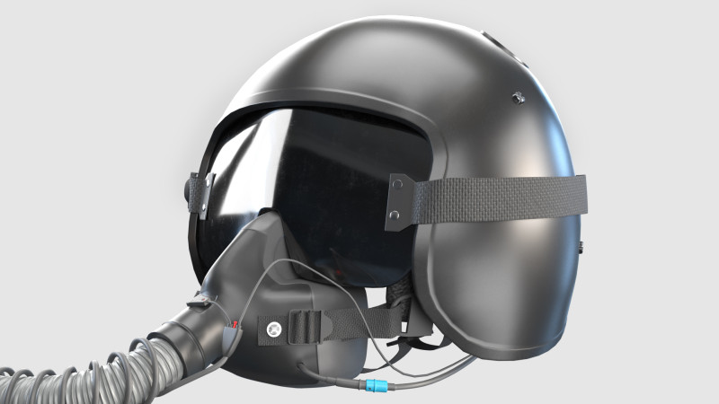 Fighter Jet Pilot Helmet with Oxygen Mask 3D Model .c4d .max .obj .3ds .fbx .stl .blend 