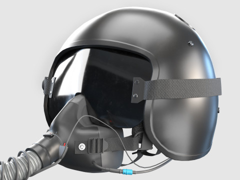 Fighter Jet Pilot Helmet with Oxygen Mask 3D Model