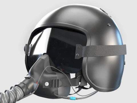Kampfjet-Pilotenhelm mit Sauerstoffmaske 3D Modell