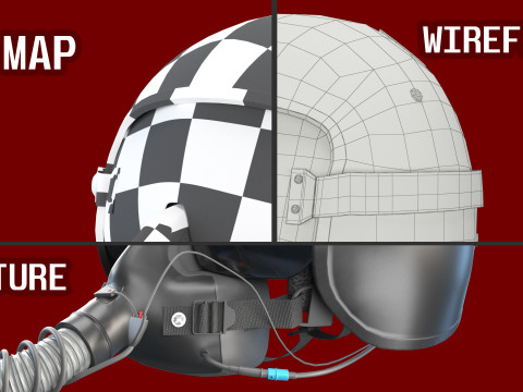 Fighter Jet Pilot Helmet with Oxygen Mask 3D Model