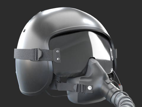 Fighter Jet Pilot Helmet with Oxygen Mask 3D Model