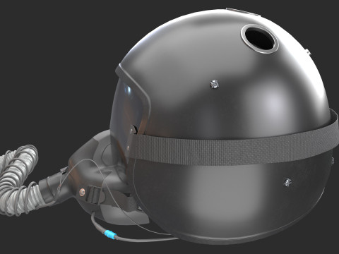 Fighter Jet Pilot Helmet with Oxygen Mask 3D Model