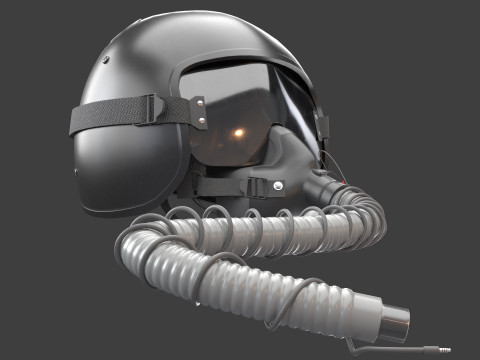 Fighter Jet Pilot Helmet with Oxygen Mask 3D Model