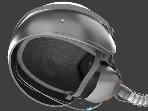 Fighter Jet Pilot Helmet with Oxygen Mask 3D Model