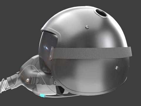 Fighter Jet Pilot Helmet with Oxygen Mask 3D Model