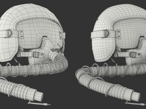 Fighter Jet Pilot Helmet with Oxygen Mask 3D Model