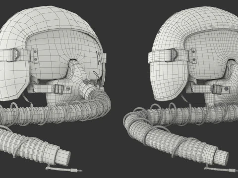 ऑक्सीजन मास्क के साथ फाइटर जेट पायलट हेलमेट 3D मॉडल