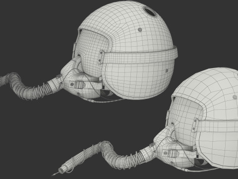 Fighter Jet Pilot Helmet with Oxygen Mask 3D Model