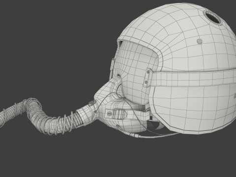 Fighter Jet Pilot Helmet with Oxygen Mask 3D Model