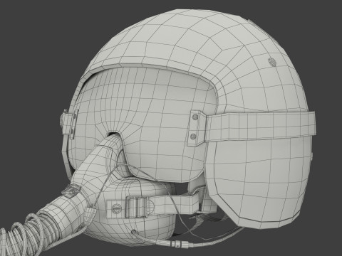 Fighter Jet Pilot Helmet with Oxygen Mask 3D Model