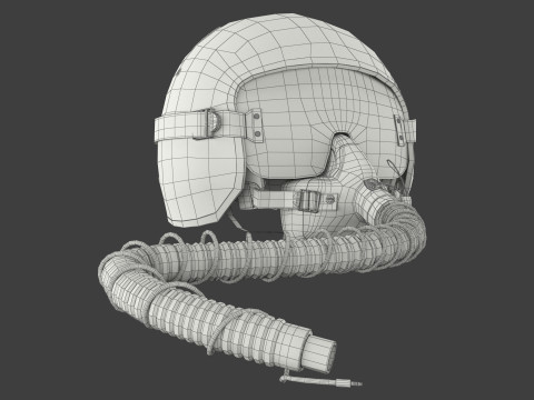 Fighter Jet Pilot Helmet with Oxygen Mask 3D Model