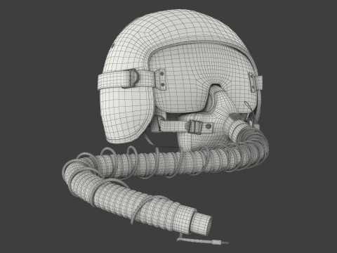 Fighter Jet Pilot Helmet with Oxygen Mask 3D Model