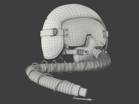 ऑक्सीजन मास्क के साथ फाइटर जेट पायलट हेलमेट 3D मॉडल