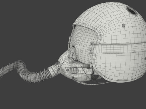 Fighter Jet Pilot Helmet with Oxygen Mask 3D Model