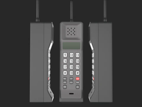 Retro Brick Cell Phone 3D Model