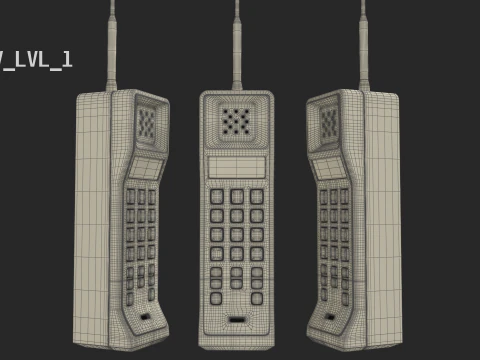 Retro Brick Cell Phone 3D Model