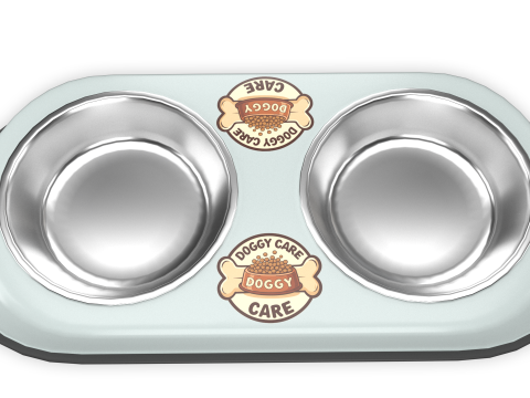 Dog Food and Water Bowl White 3D Модель