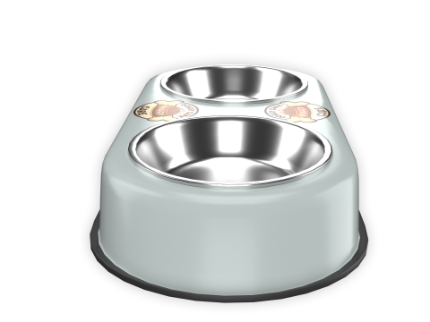 Dog Food and Water Bowl White 3D Модель