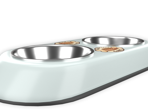 Dog Food and Water Bowl White 3D Модель