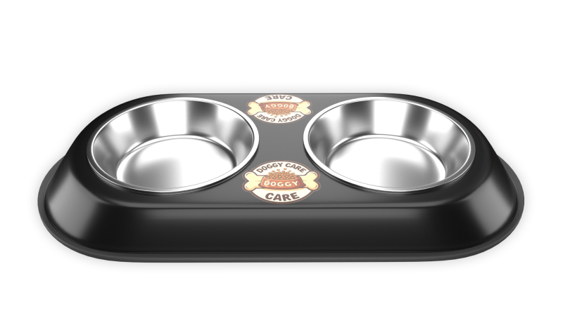 Dog Food and Water Bowl Black 3D Model .c4d .max .obj .3ds .fbx .stl .blend 