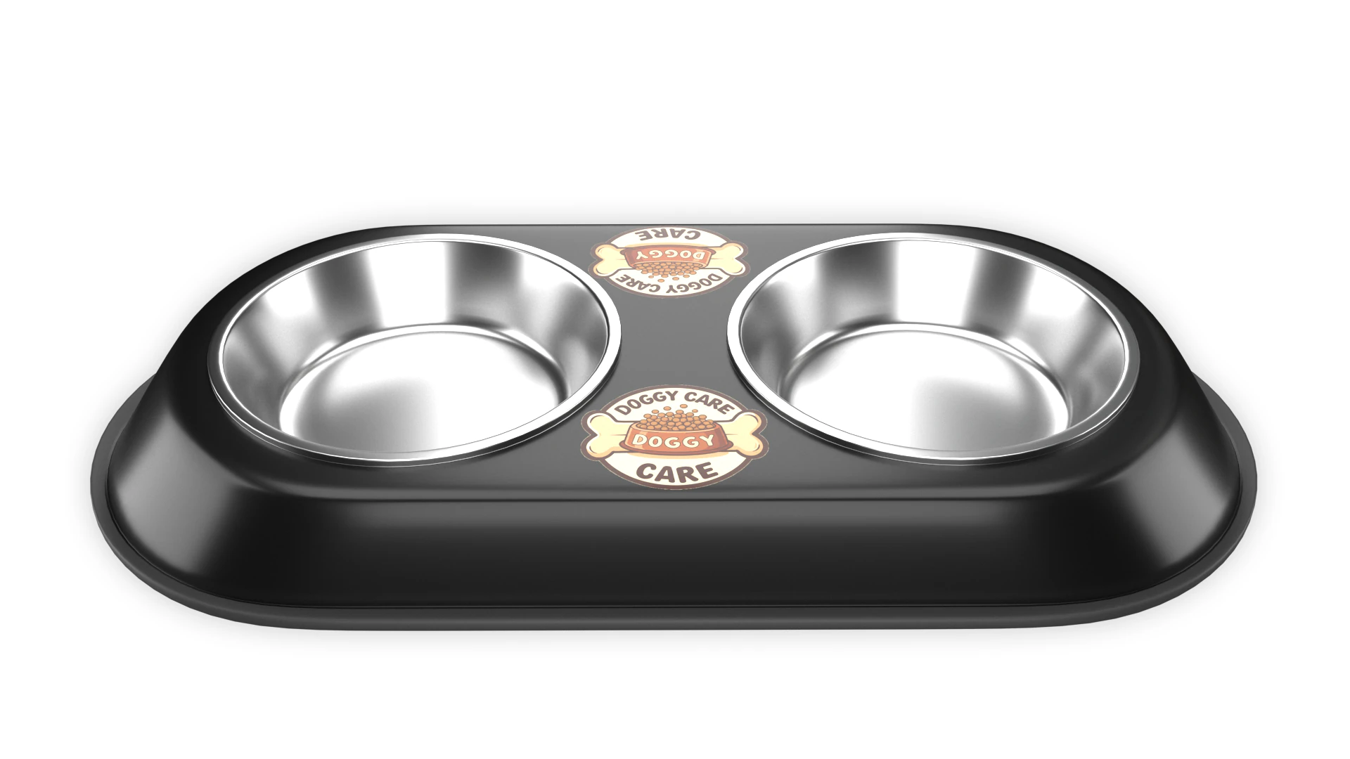Dog Food and Water Bowl Black 3D Model .c4d .max .obj .3ds .fbx .stl .blend 
