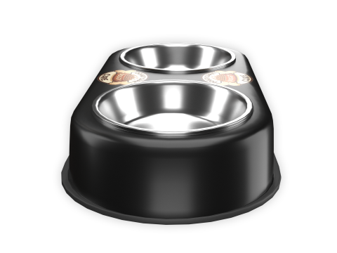 Dog Food and Water Bowl Black 3D Model