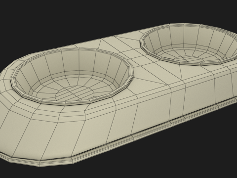 Dog Food and Water Bowl Black 3D Model