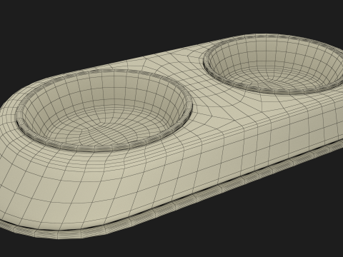 Dog Food and Water Bowl Black 3D Model