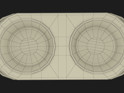 Dog Food and Water Bowl Black 3D Model