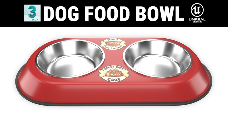 Dog Food and Water Bowl Red 3D Model .c4d .max .obj .3ds .fbx .stl .blend
