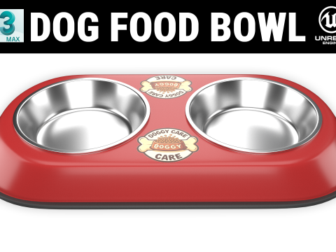 Dog Food and Water Bowl Red Modelo 3D