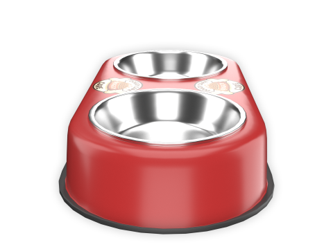Dog Food and Water Bowl Red 3D Model