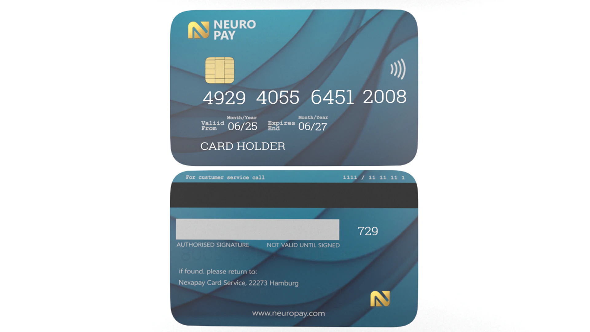 Generic Credit Card Mockup 3D Model .c4d .max .obj .3ds .fbx .stl .blend 