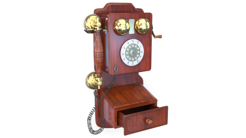 Vintage Rotary Wall Phone 3Dモデル .c4d .max .obj .3ds .fbx .stl .blend