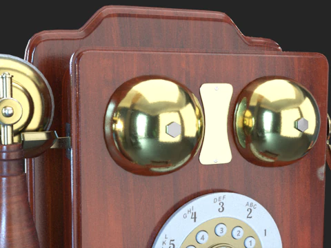 Vintage Rotary Wall Phone 3D Model