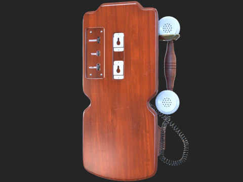 Vintage Rotary Wall Phone 3D Model